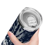 customized-uconn-huskies-metallic-grid-blue-skinny-tumbler-best-selling.webp