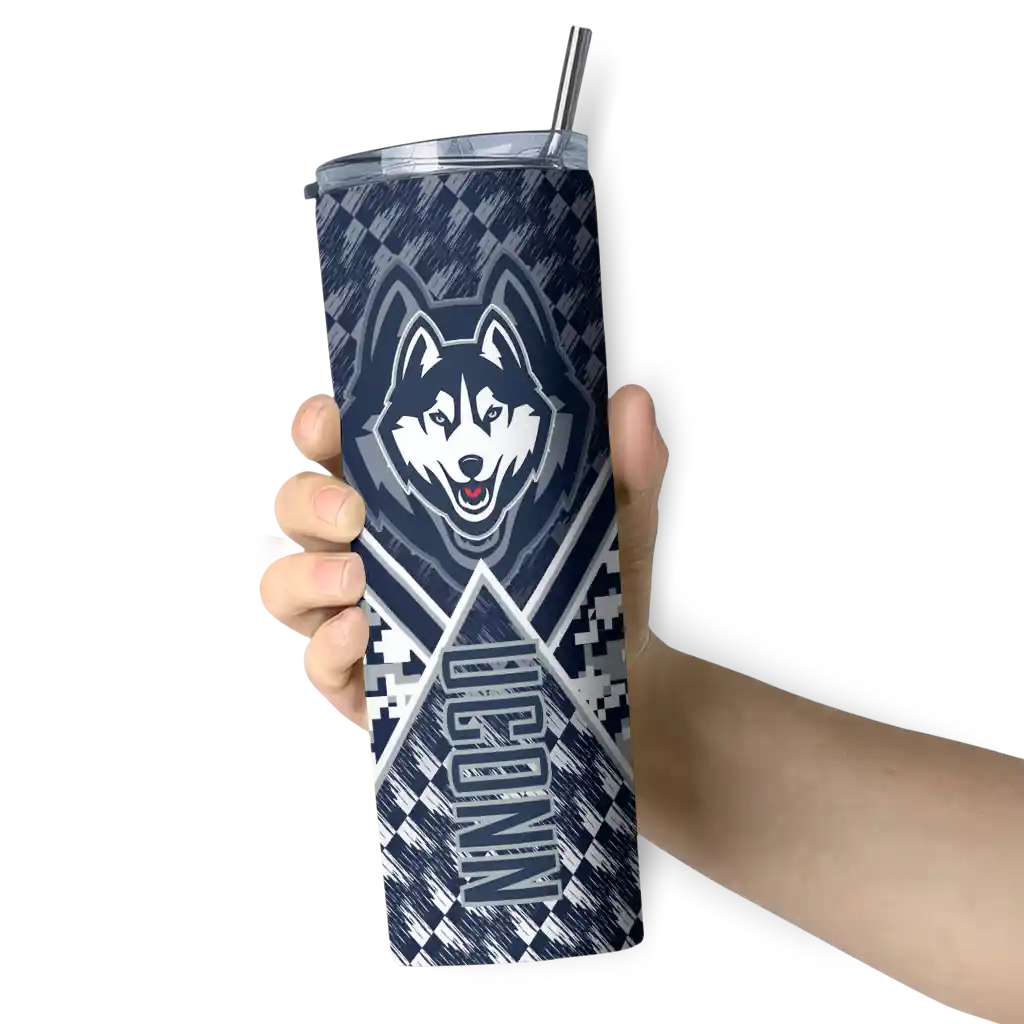 customized-uconn-huskies-monogram-burst-blue-white-skinny-tumbler-premium-grade.webp