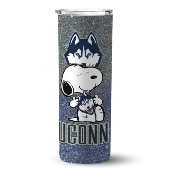 Customized UConn Huskies Snoopy Attitude Blue Skinny Tumbler