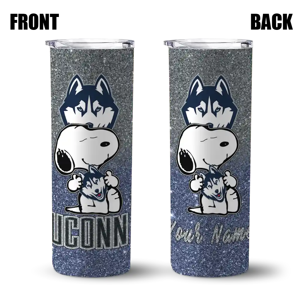 customized-uconn-huskies-snoopy-attitude-blue-skinny-tumbler-fashion-forward.webp