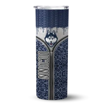 Customized UConn Huskies Sparkle Drip Blue Skinny Tumbler