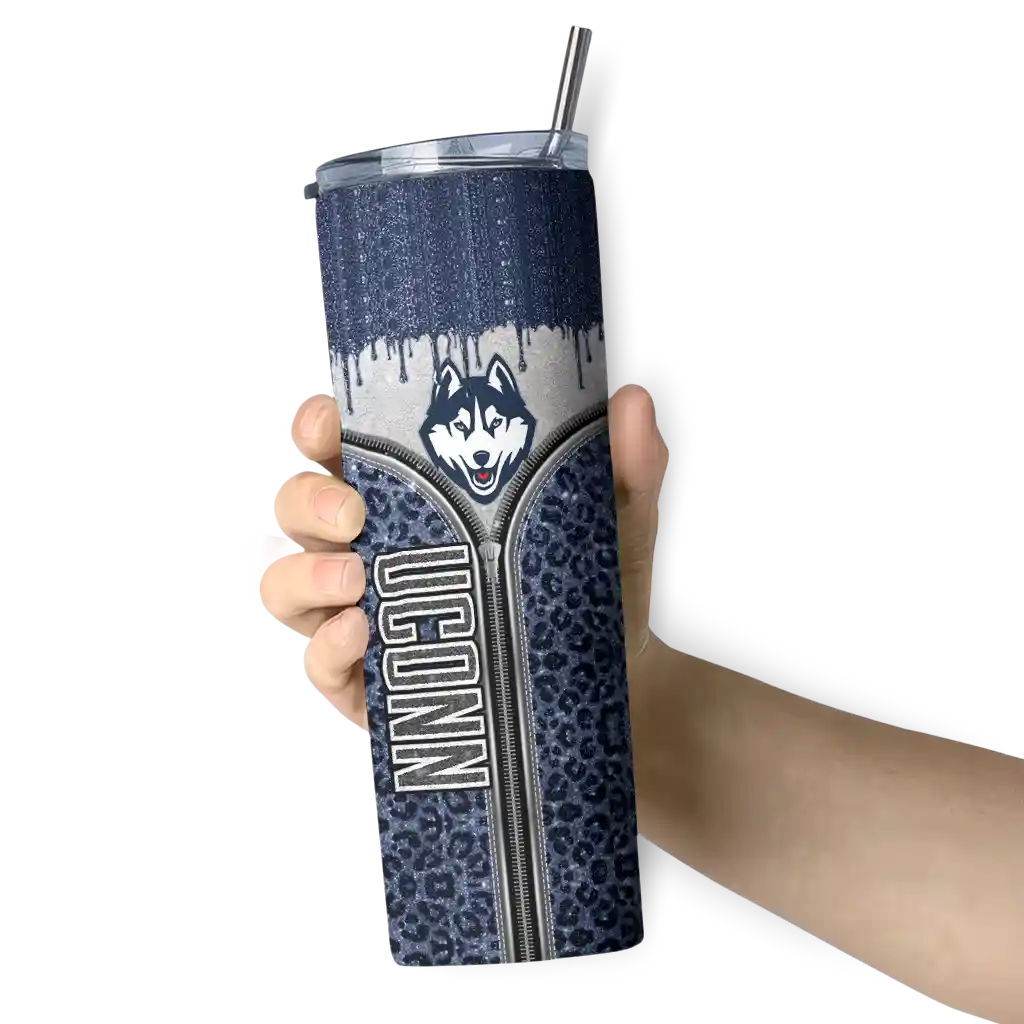 customized-uconn-huskies-sparkle-drip-blue-skinny-tumbler-premium-grade.webp