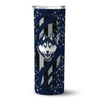 Customized UConn Huskies Star Pop Blue Black Skinny Tumbler