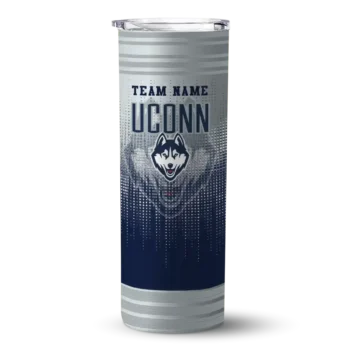 Customized UConn Huskies Swirl Texture Blue Skinny Tumbler