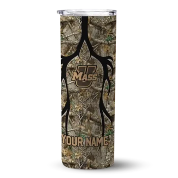 Customized UMass Minutemen Antler Flow Camo Skinny Tumbler