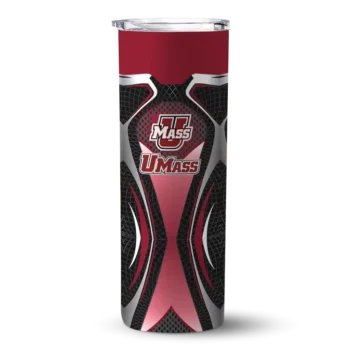 Customized UMass Minutemen Superman Emblem Red Black Skinny Tumbler