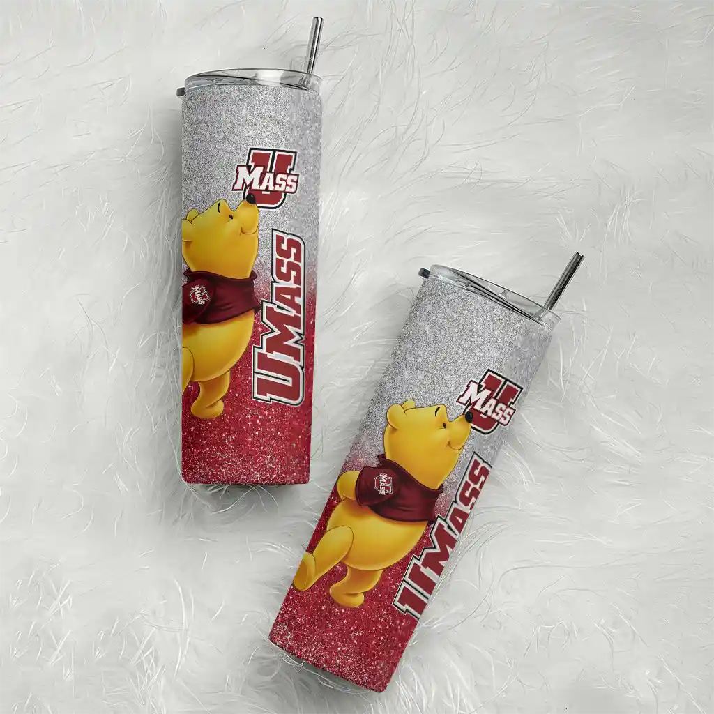 customized-umass-minutemen-winnie-the-pooh-red-gray-skinny-tumbler-top-rated.webp