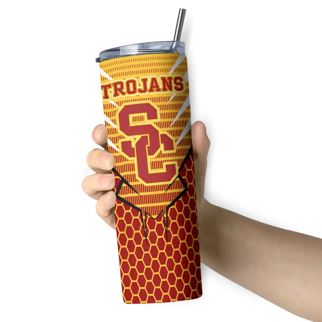 customized-usc-trojans-chevron-stripes-red-skinny-tumbler-premium-grade.webp