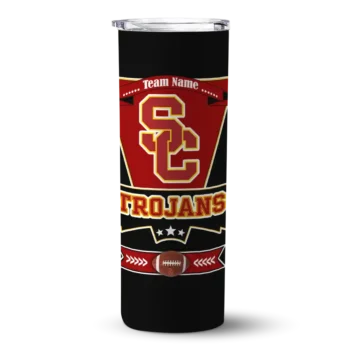 Customized USC Trojans Helmet Belt Red Black Skinny Tumbler