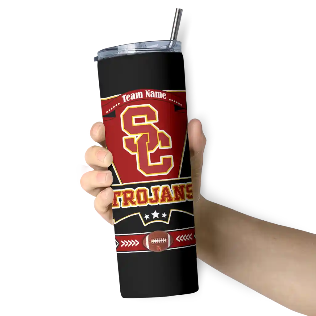 customized-usc-trojans-helmet-belt-red-black-skinny-tumbler-premium-grade.webp