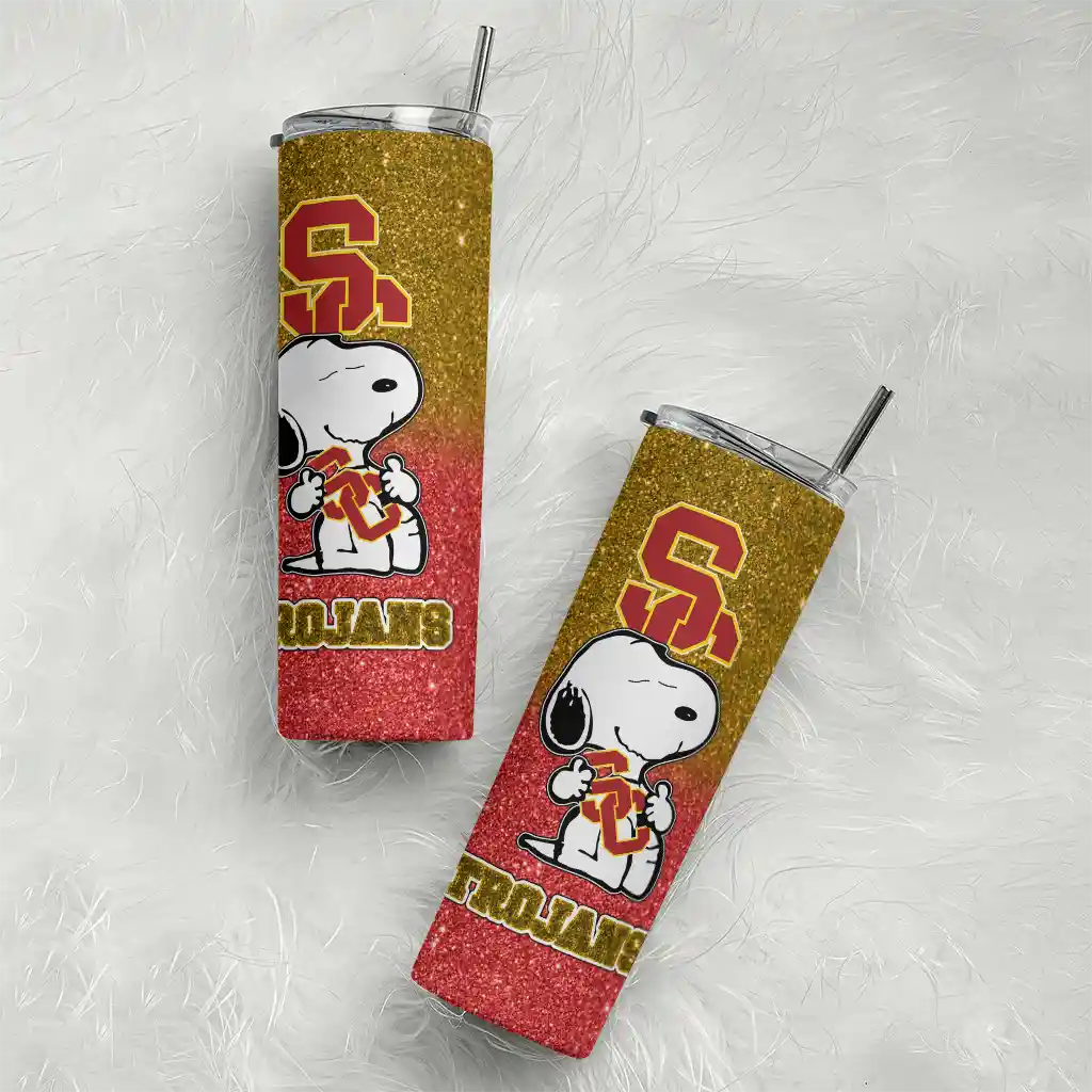 customized-usc-trojans-snoopy-attitude-red-skinny-tumbler-top-rated.webp