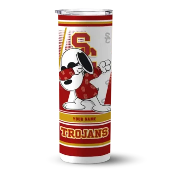 Customized USC Trojans Snoopy Dog Red White Skinny Tumbler