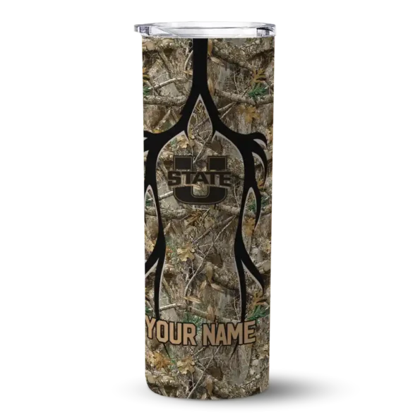 customized utah state aggies antler flow camo skinny tumbler best selling