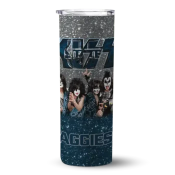 Customized Utah State Aggies Kiss Band Grey Skinny Tumbler