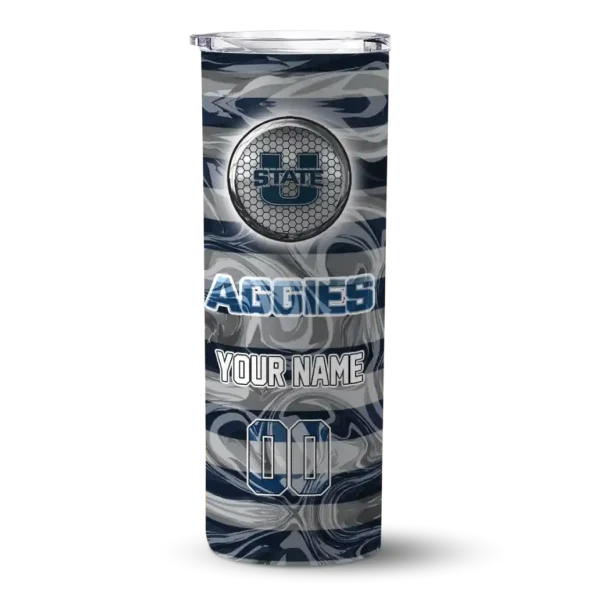 customized utah state aggies patterned waves navy skinny tumbler best selling