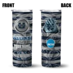 customized-utah-state-aggies-patterned-waves-navy-skinny-tumbler-best-selling.webp