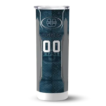 Customized Utah State Aggies Stacked Diamond Navy Skinny Tumbler