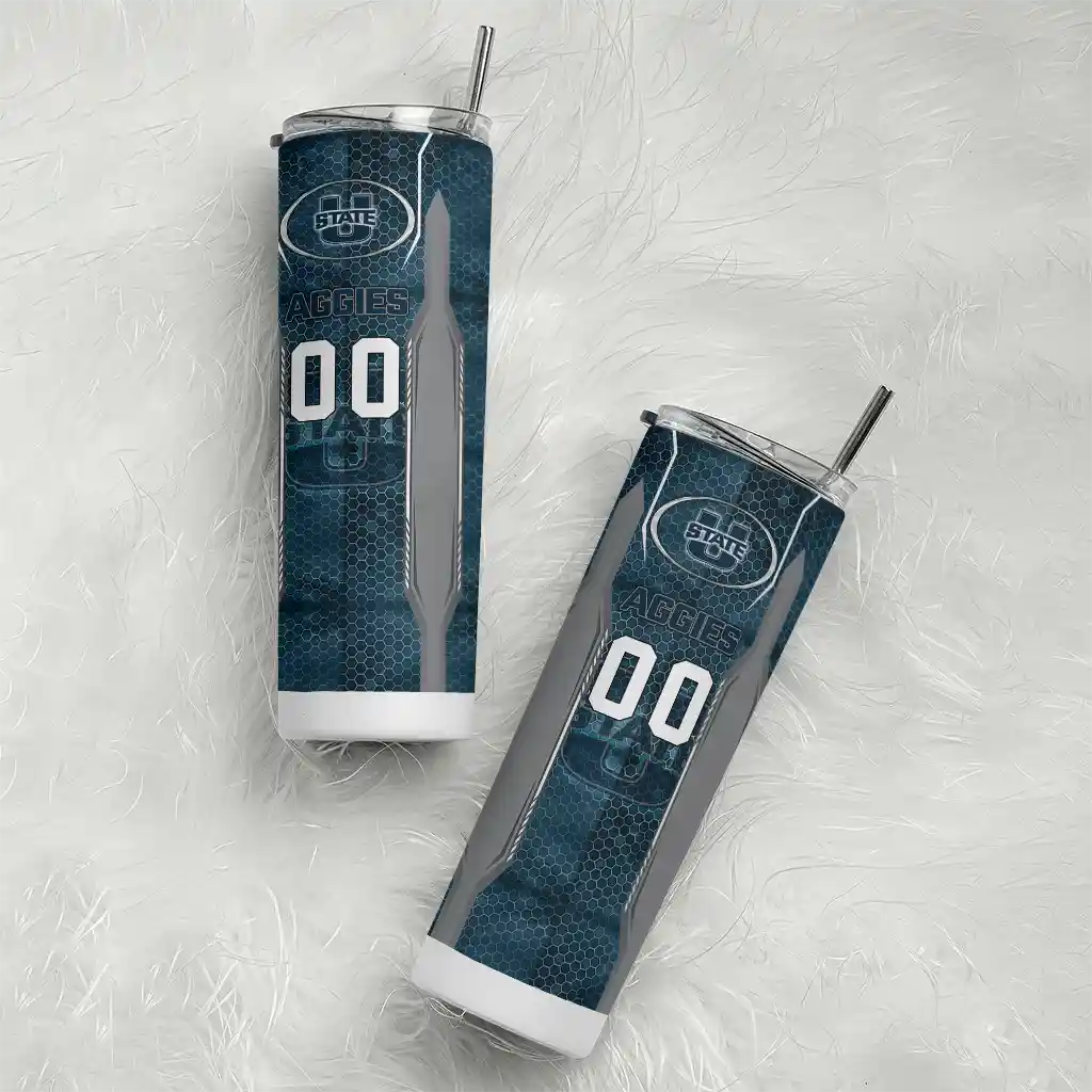 customized-utah-state-aggies-stacked-diamond-navy-skinny-tumbler-top-rated-1.webp