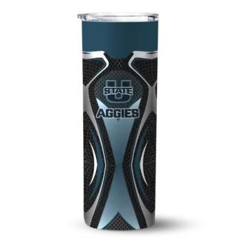 Customized Utah State Aggies Superman Emblem Navy Black Skinny Tumbler
