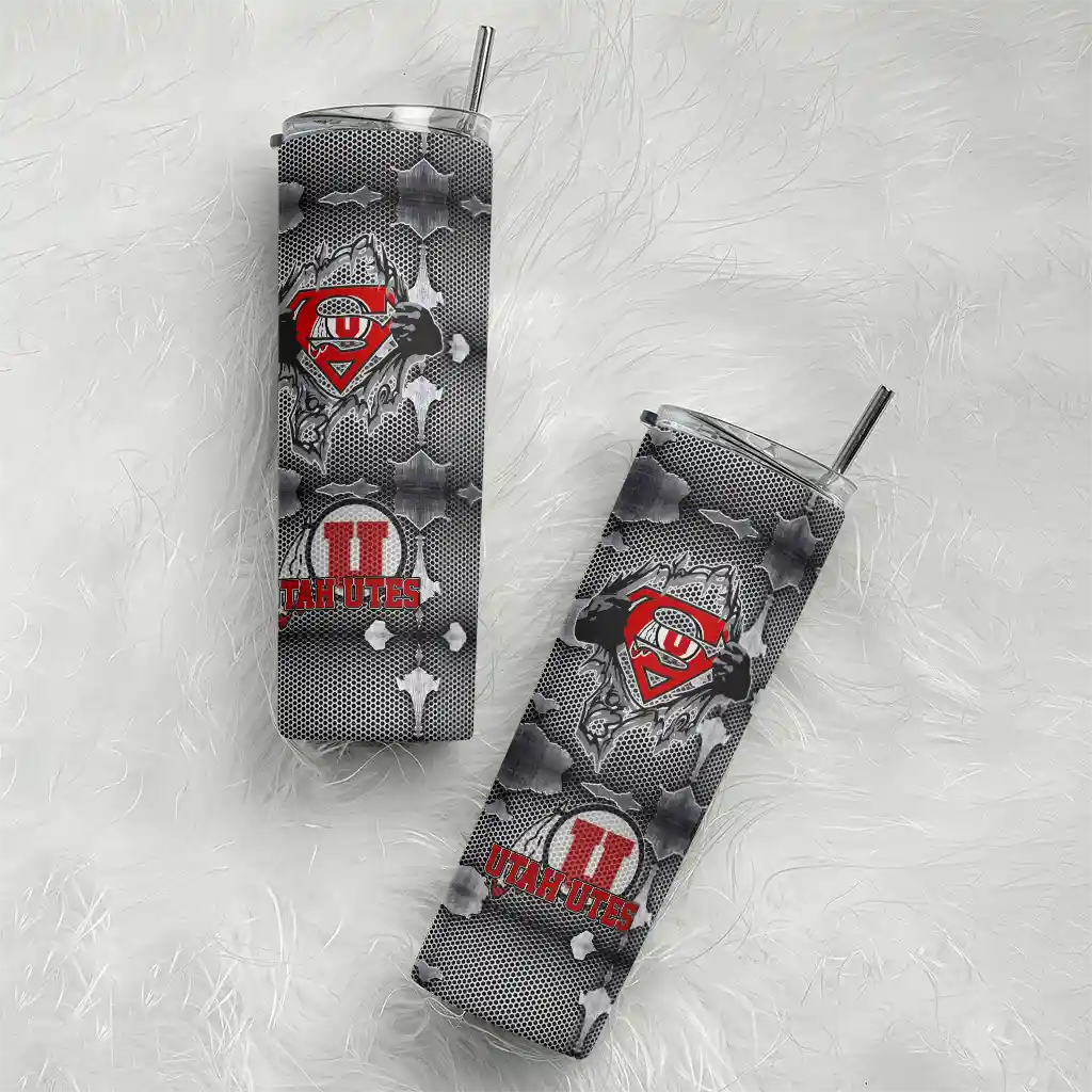 customized-utah-utes-chevron-v-red-gray-skinny-tumbler-top-rated.webp