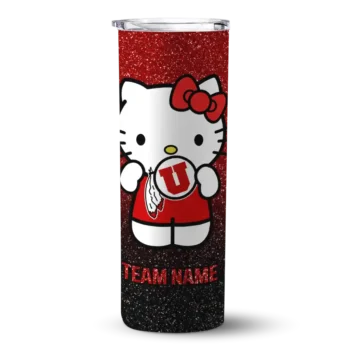 Customized Utah Utes Hello Kitty Red Black Skinny Tumbler