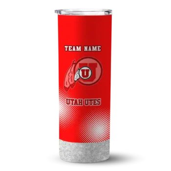 Customized Utah Utes Starburst Tiles Red Skinny Tumbler
