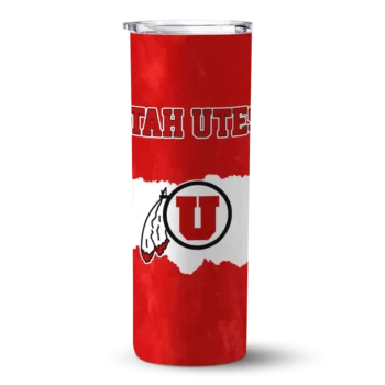 Customized Utah Utes Torn Band Red White Skinny Tumbler