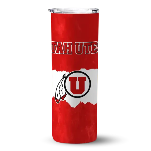 customized utah utes torn band red white skinny tumbler best selling