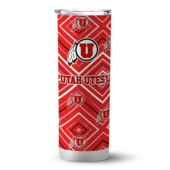 Customized Utah Utes Zipper Leopard Red Skinny Tumbler