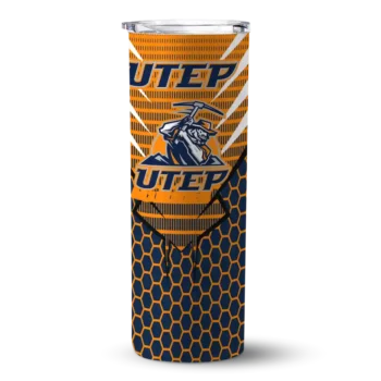Customized UTEP Miners Chevron Stripes Blue Skinny Tumbler