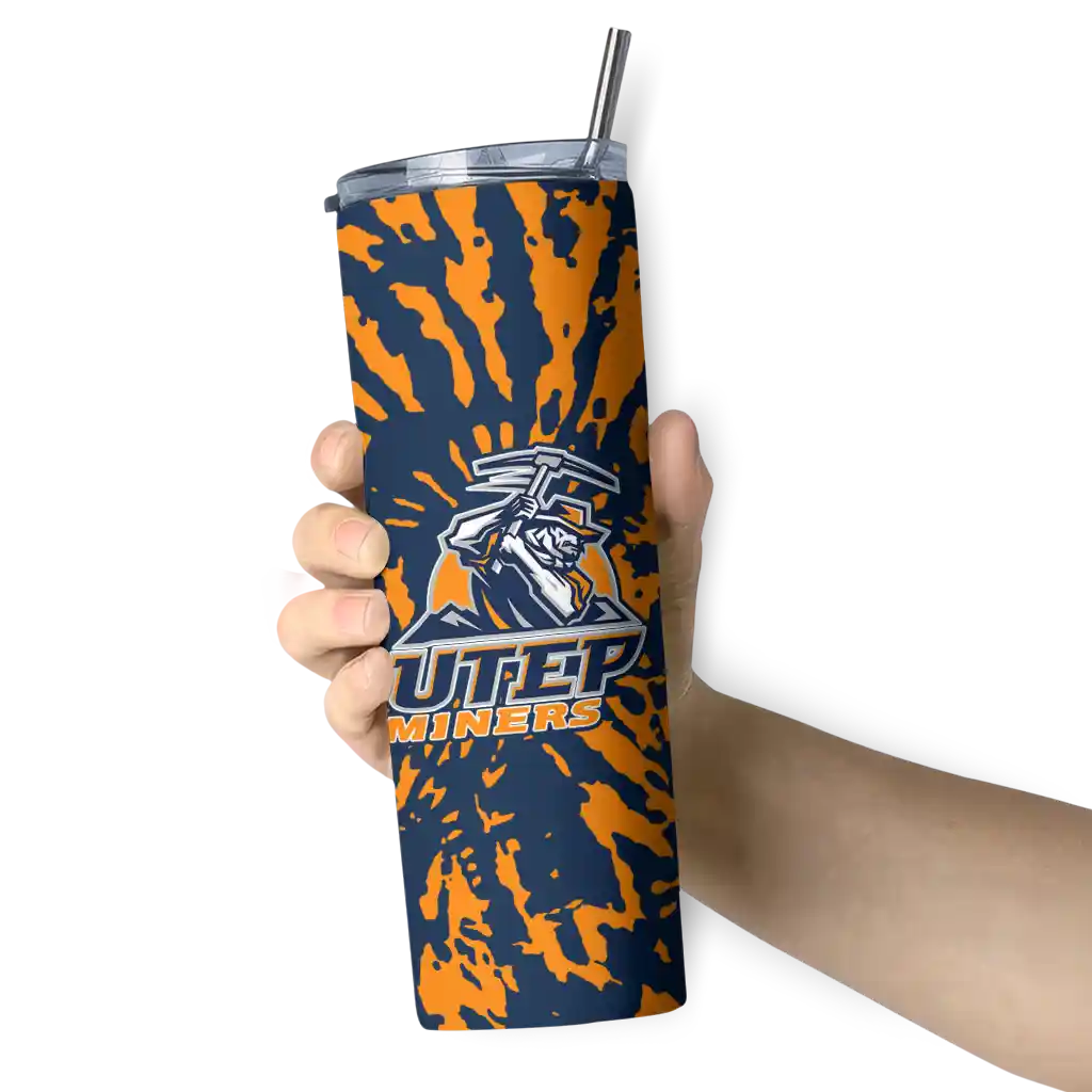 customized-utep-miners-metallic-grid-blue-skinny-tumbler-premium-grade-1.webp