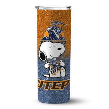 Customized UTEP Miners Snoopy Attitude Blue Skinny Tumbler