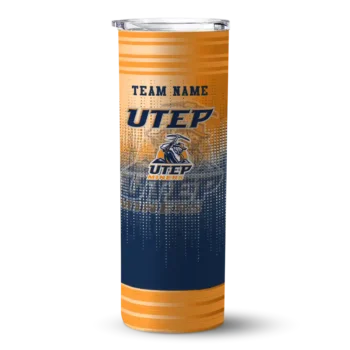 Customized UTEP Miners Swirl Texture Blue Skinny Tumbler