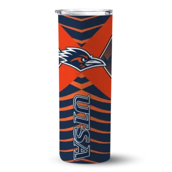 Customized UTSA Roadrunners Camo Texture Orange Skinny Tumbler