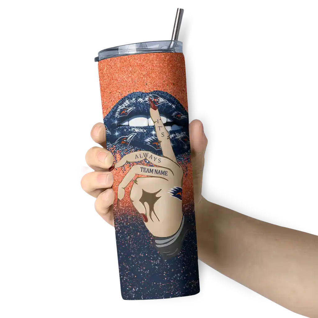 customized-utsa-roadrunners-sparkle-lips-orange-skinny-tumbler-premium-grade.webp