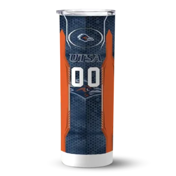 Customized UTSA Roadrunners Stacked Diamond Orange Skinny Tumbler