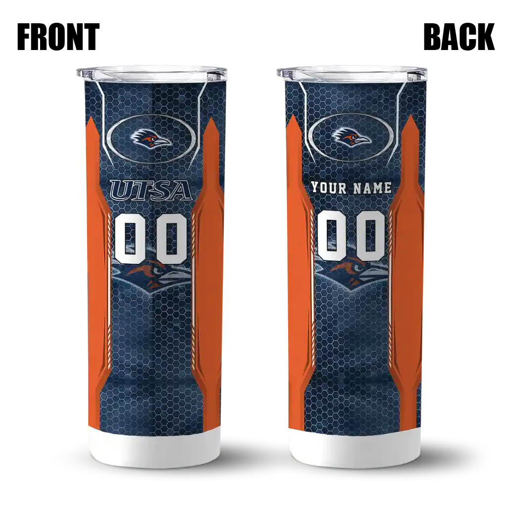 customized-utsa-roadrunners-stacked-diamond-orange-skinny-tumbler-fashion-forward.webp