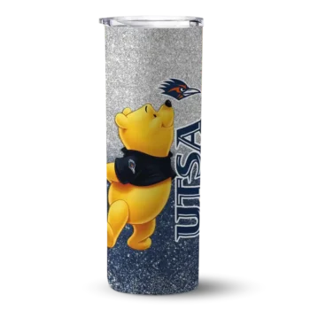 Customized UTSA Roadrunners Winnie the Pooh Orange Gray Skinny Tumbler