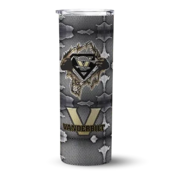 Customized Vanderbilt Commodores Chevron V Black Gray Skinny Tumbler