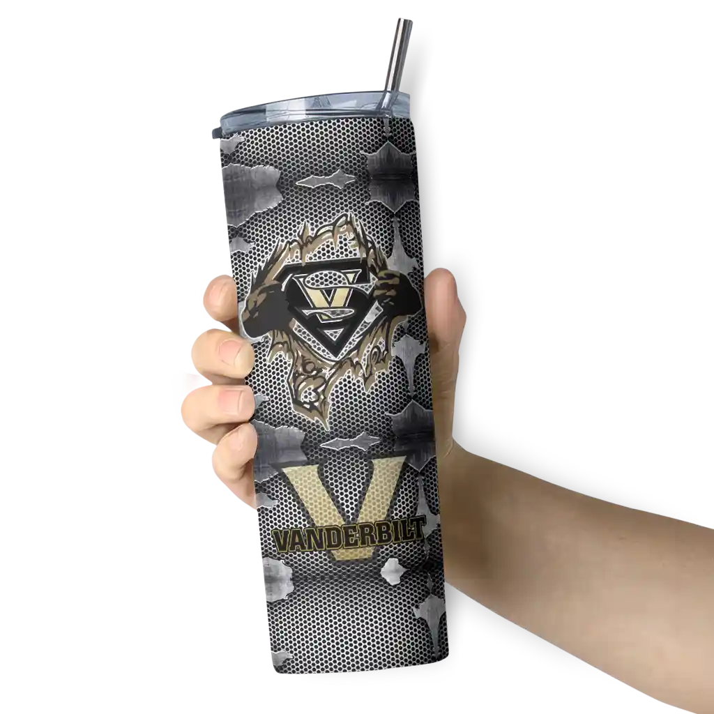 customized-vanderbilt-commodores-chevron-v-black-gray-skinny-tumbler-premium-grade.webp