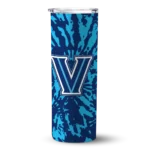 customized-villanova-wildcats-metallic-grid-navy-skinny-tumbler-best-selling.webp