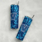 customized-villanova-wildcats-metallic-grid-navy-skinny-tumbler-best-selling.webp