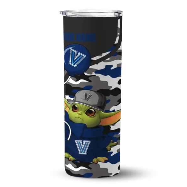 customized villanova wildcats yoda camo navy black skinny tumbler best selling