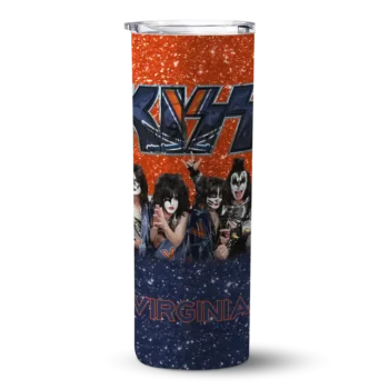 Customized Virginia Cavaliers Kiss Band Orange Skinny Tumbler