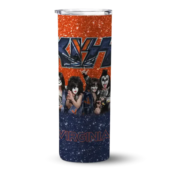 customized virginia cavaliers kiss band orange skinny tumbler best selling
