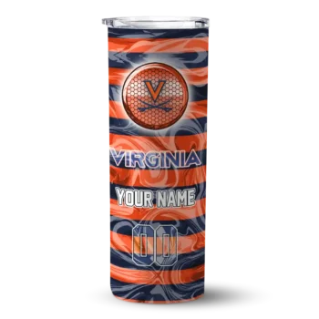 Customized Virginia Cavaliers Patterned Waves Blue Skinny Tumbler