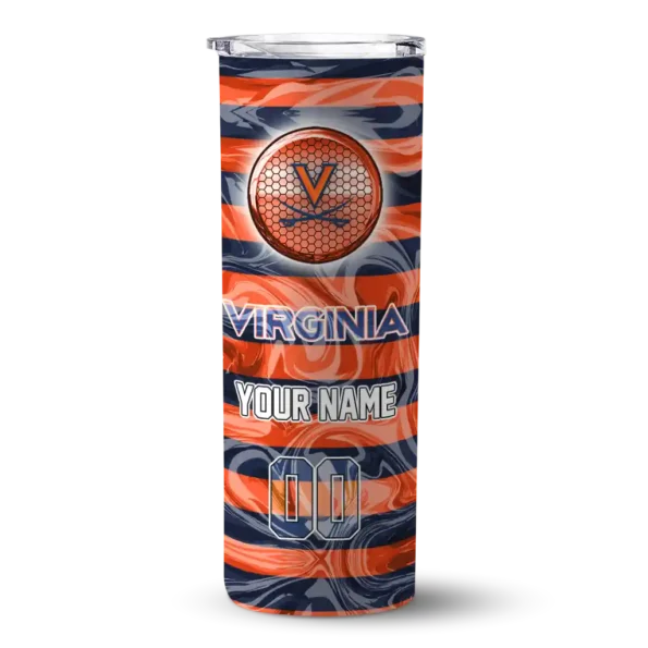 customized virginia cavaliers patterned waves blue skinny tumbler best selling