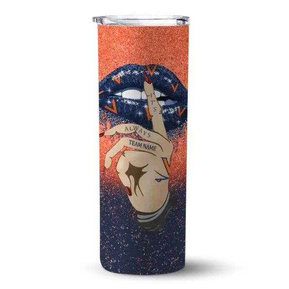 customized virginia cavaliers sparkle lips blue skinny tumbler best selling