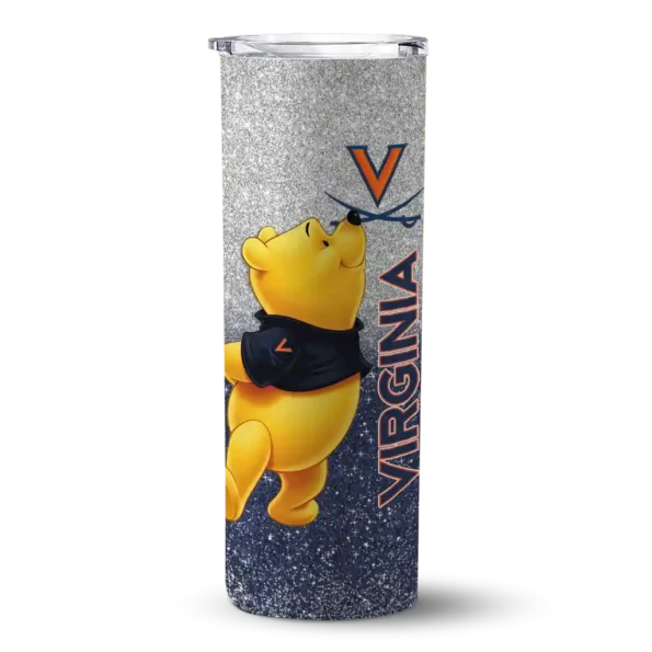 customized virginia cavaliers winnie the pooh blue gray skinny tumbler best selling