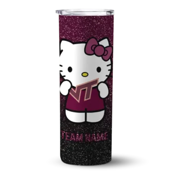 Customized Virginia Tech Hokies Hello Kitty Maroon Black Skinny Tumbler